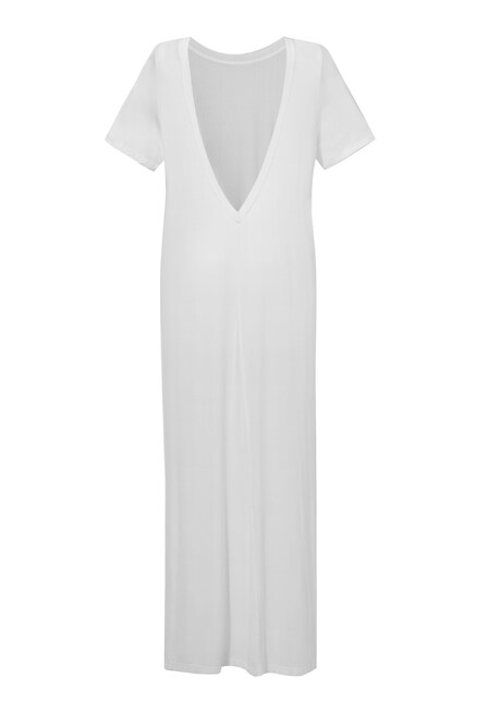 V WHITE T-SHIRT LONG DRESS