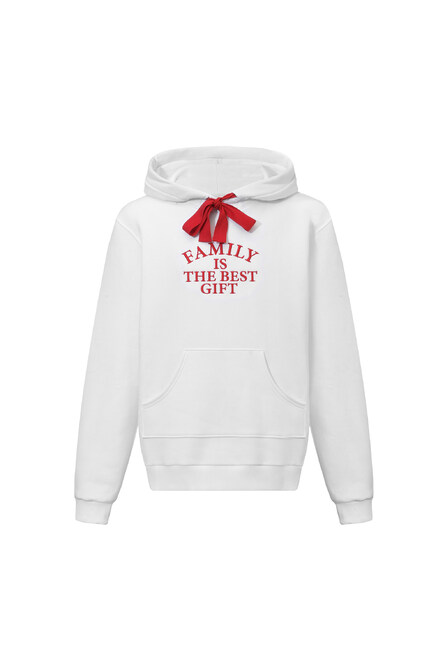 FAMILY IS THE BEST GIFT WHITE WINTER MEN'S HOODIE