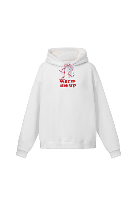 WARM ME UP WHITE WINTER WOMAN'S HOODIE
